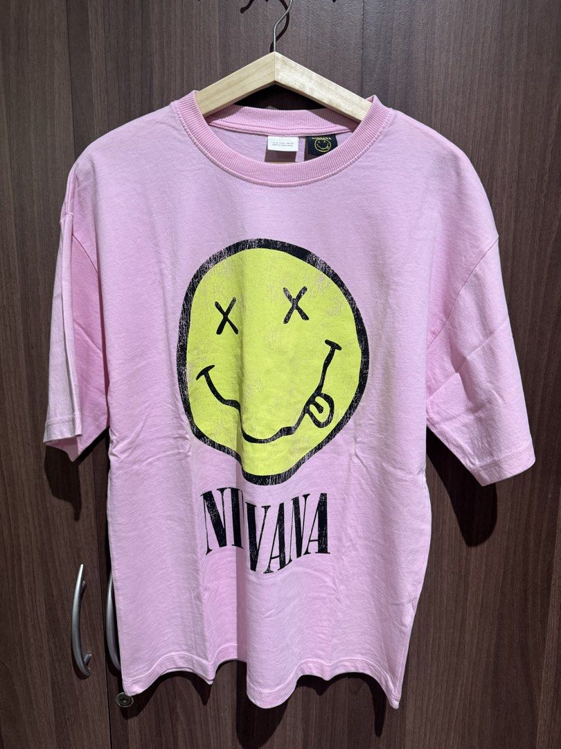 Zara X Nirvana pink printed tshirt (Category: Shirts) located in Valenzuela. Submitted by shop.spark.joy (Listing ID 1462588350, Image 1). Description: L- 25 in W- 19.5 in 13-14 y/o .