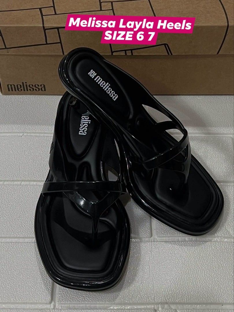 100% ORIGINAL MELISSA (Category: Heels) located in Manila. Submitted by mydytrends (Listing ID 1462856011, Image 1). Description: - 100% Original Melissa Layla Heels - Color: Black - Size: 6-7 - Authentic Melissa product - Stylish and comfortable design.