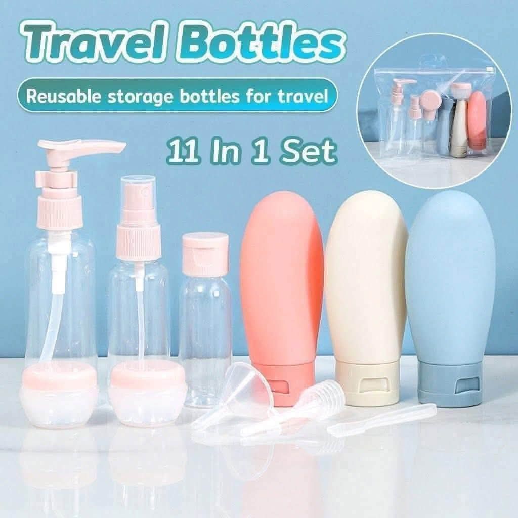 11 in 1 Set Travel Bottles (Category: Travel Essentials & Accessories) located in Manila. Submitted by yzcartph (Listing ID 1462849585, Image 1). Description: .