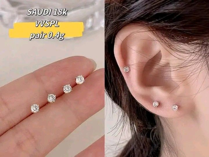 18K Saudi Gold Small Stud Earrings with Stone (Category: Earrings) located in Caloocan City. Submitted by cheskhaionlinestore2.0 (Listing ID 1462716130, Image 1). Description: 18K Pure Saudi Gold 𝑺𝒎𝒂𝒍𝒍 𝑺𝒕𝒖𝒅 𝑬𝒂𝒓𝒊𝒏𝒈𝒔 𝒘𝒊𝒕𝒉 𝑺𝒕𝒐𝒏𝒆 ᥫ᭡ Perfect nito para sa mga madaming butas, very cutesy din para sa mga kids 🥰 ₱4080 only 📌 🍒 Pawnable/ Nasasangla💯 🍒 Brandnew 💯 🍒 Ship via JNT/ LBC 🍒 Lalamove for same day delivery 🍒 We acc