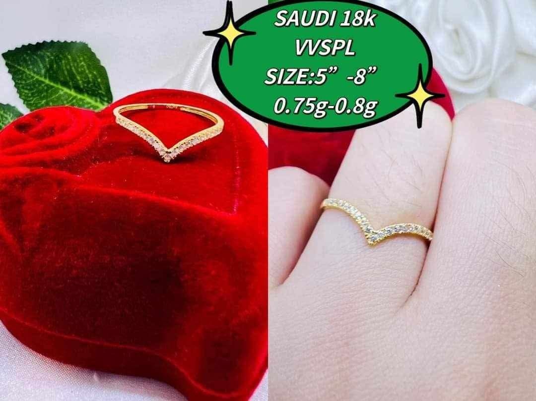 18K Saudi Gold V-Shape Chevron Ring (Category: Rings) located in Paranaque City. Submitted by thecraftedstrand (Listing ID 1462846116, Image 1). Description: - Genuine 18K Saudi Gold Ring - Unique V-shape design - Approximate weight: 0.8g - Size 5 - Versatile for everyday elegance or special occasions.