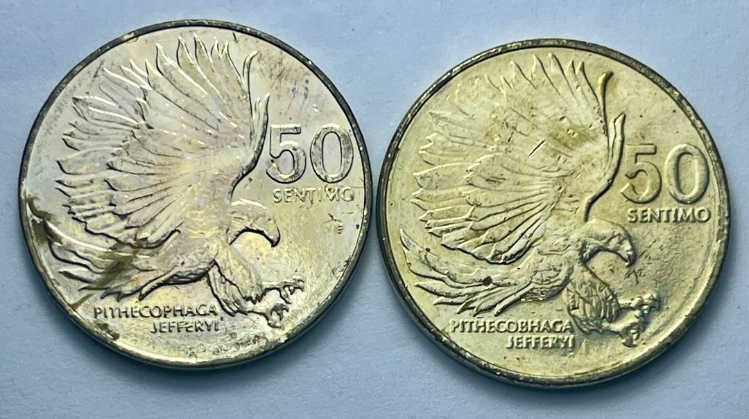 1984, 1983 Fifty Cents error coins (Category: Currency) located in Mandaluyong City. Submitted by brightbear_6d8f63 (Listing ID 1462782725, Image 2). Description: Wrong spelling scientific name at rev of the 1983 coin.