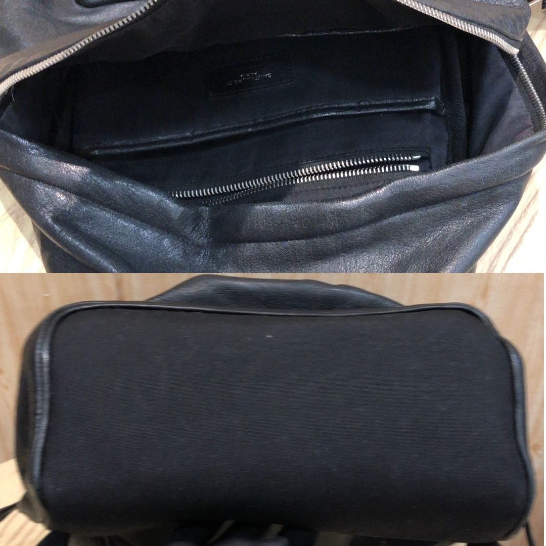 267009151 YSL BAG MINI CITY BACKPACK 462807 (Category: Luxury Bags & Wallets) located in Taguig. Submitted by ecoring.ph (Listing ID 1462798791, Image 3). Description: ◆CONDITION: B- ◆DESCRIPTIONS: (Other defects/info:) OUTER: The body of the bag is scratched, scuffed, stained, dirty, wrinkled, deformed, has press marks, and shows signs of use. The bottom and bottom corners of the bag are also scratched, scuffed, stained, dirty, have press marks,