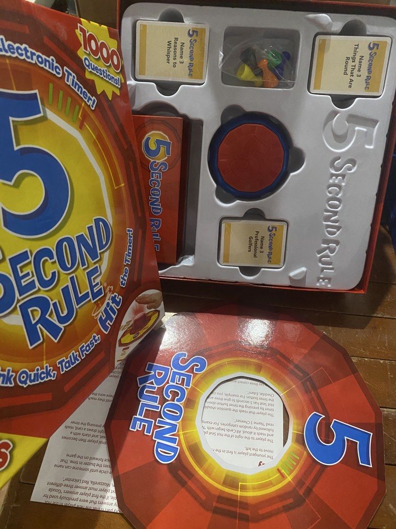5 Second Rule Electronic Timer Game (Category: Other Sports Equipment and Supplies) located in Quezon City. Submitted by donagraceliwanag (Listing ID 1462850023, Image 1). Description: - Exciting 5-second challenge: Name 3 items in a category! - Electronic timer for added fun and urgency. - Comes with question cards and game pieces. - Perfect for parties, family game nights, and get-togethers. - Super easy to learn and play for instant fun..