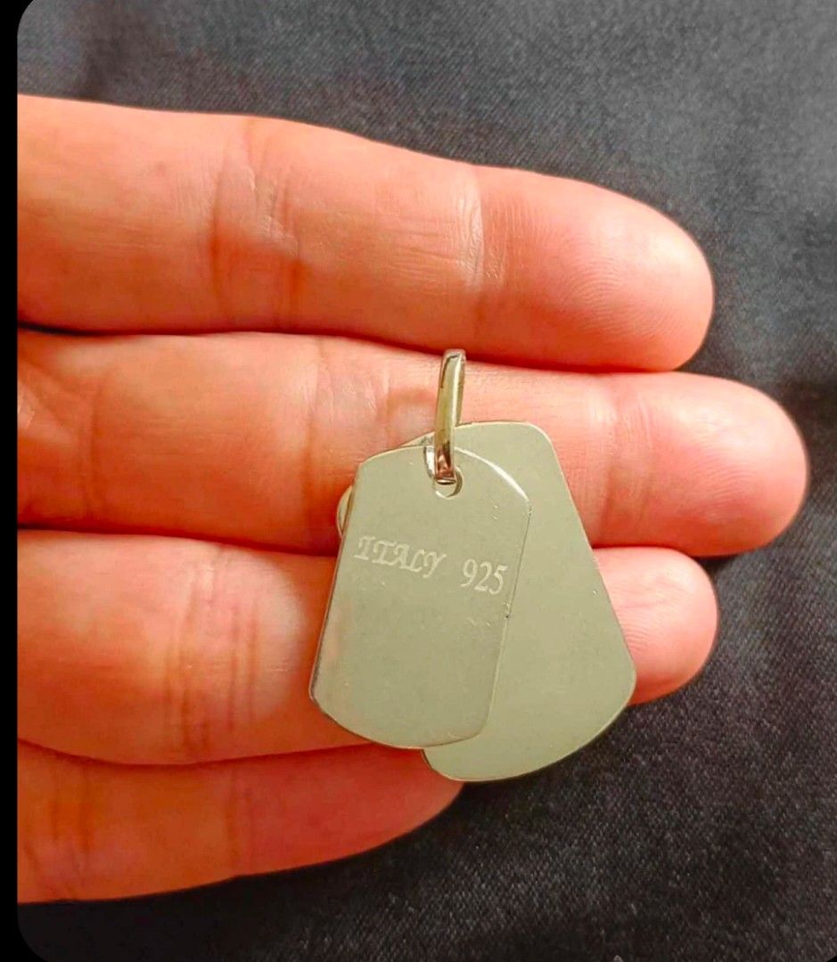 Legit 925 Silver Double Name Tag Pendant | 100% Passed Silver Test (Category: Necklaces) located in Manila. Submitted by mhar_declutter (Listing ID 1461573201, Image 1). Description: 100% Legit 925 Silver Double Name Tag Pendant.