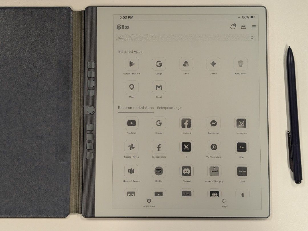 漢王 Hanvon N10 plus 10.3吋 （分類：電子書閱讀器）位於 Hong Kong。 由 indranet 提交（商品編號 1462763095，圖片 2）。簡介： 連原裝包裝盒及所有跟盒配件 成色近全新 但皮套放筆位置有正常夾痕 此機專注筆觸質感，沒有觸控，也沒有前燈，所以筆尖可以十分接近電子墨水顯示層，寫感十分好。左側有9粒按鈕可自定義功能，方便不用筆去操控。 大陸機，沒有跟 google play，可考慮自行安裝 GBox 及 Aurora 代用。。
