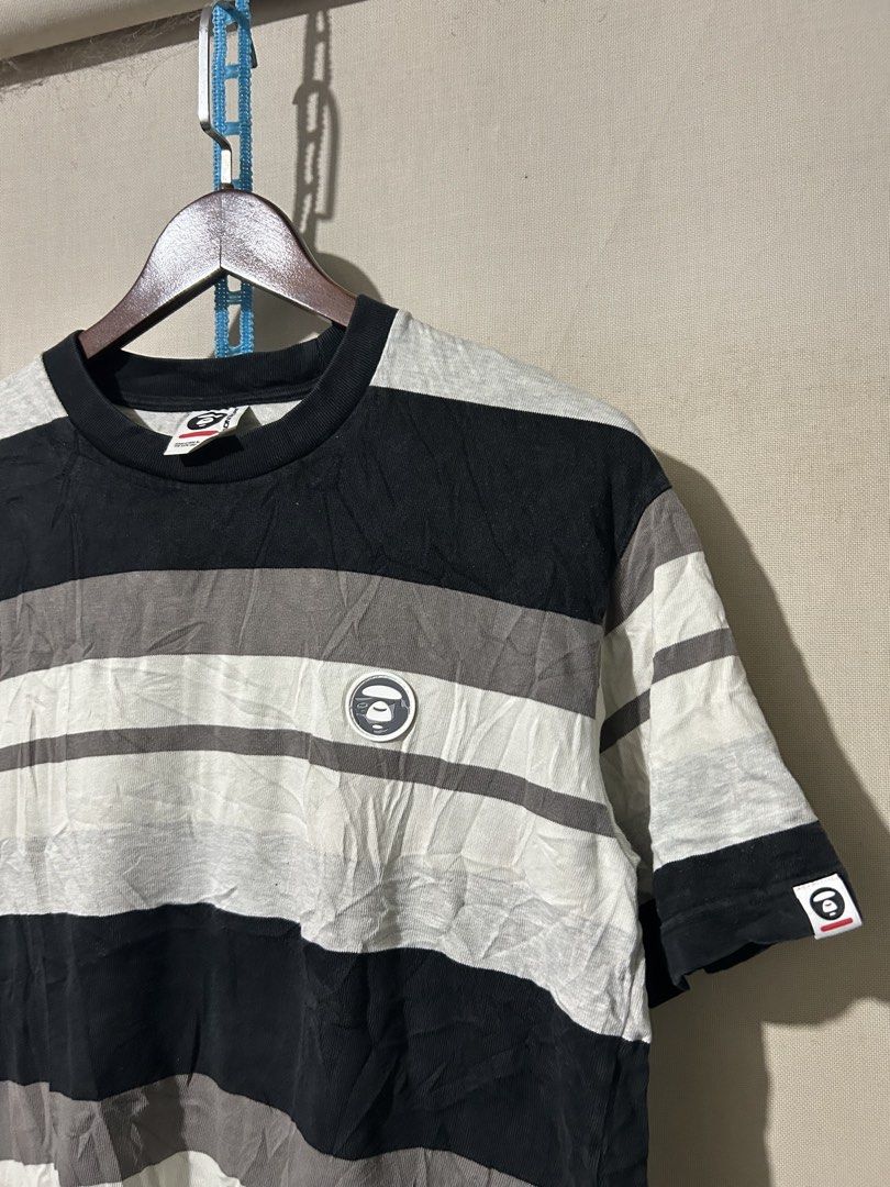 AAPE stripe Tee (Category: Activewear) located in Santa Rosa. Submitted by unexpected.finds4026 (Listing ID 1462877914, Image 3). Description: Small on tag OVER SIZE 21W 26.5 L best fit to M - Semi L complete tags heavy cloth 9.5/10 color rate no flaws .