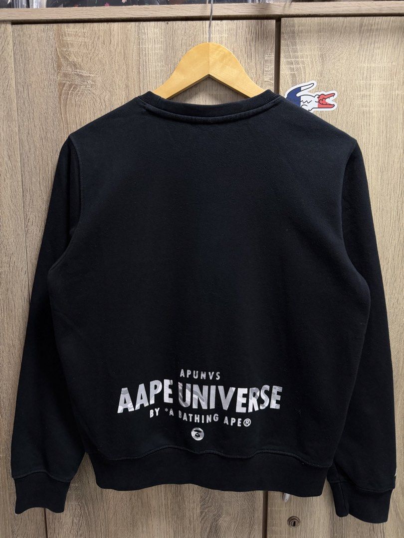 Aape Universe Crewneck Sweatshirt (Category: Coats, Jackets and Outerwear) located in Cavite. Submitted by PRIVATE.Selection (Listing ID 1462775170, Image 2). Description: Aape Universe Crewneck Sweatshirt Size XS-S W 20 L 24 Good as new .