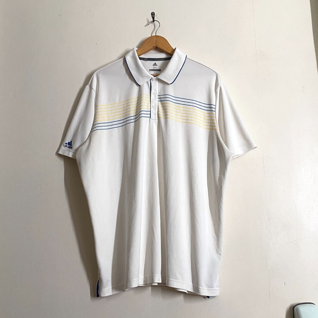 Adidas Essentials Textured Tipped White Golf Polo (Category: Tshirts & Polo Shirts ) located in Rizal. Submitted by van.b (Listing ID 1462774600, Image 2). Description: Adidas Essentials Textured Tipped White Golf Polo 31” x 28” (XXXL) ₱299 + shipping fee Issue(s): Minimal stains, some peeled letters on the logo Color Rate: 9.5 We are not affiliated or associated with any of the brands featured. All trademarks and copyrights belong to their respe