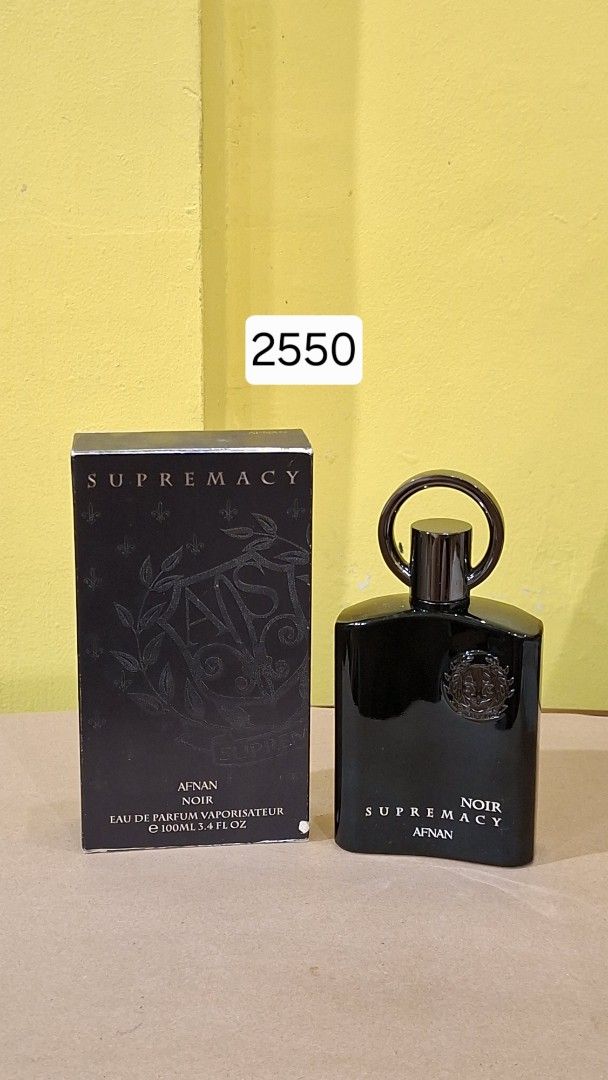 Afnan Supremacy Noir Eau de Parfum 100ml (Category: Fragrance & Deodorants) located in Marikina City. Submitted by daniel.lorenzo (Listing ID 1462810702, Image 1). Description: - Afnan Supremacy Noir Eau de Parfum - 100ml bottle size - Distinctive black bottle with a unique ring on top - Includes original packaging - Highly praised fragrance.