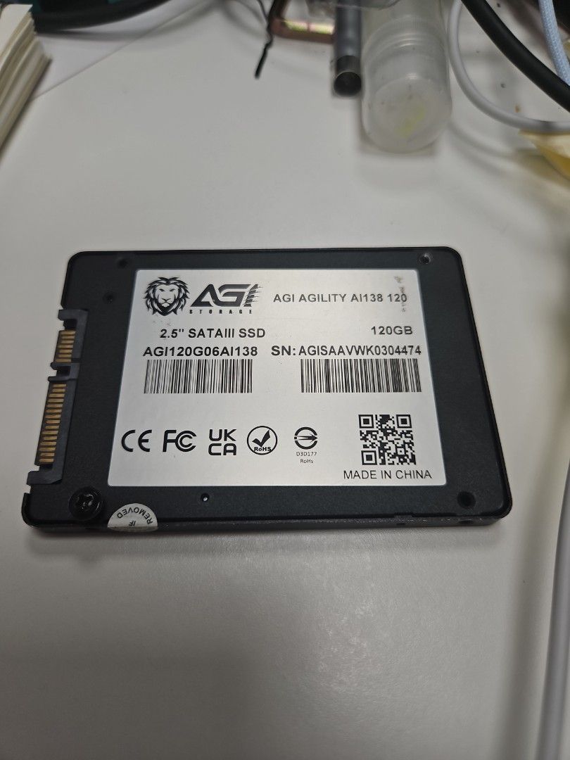 AGI 2.5 SATAIII 120GB SSD （分類：硬碟及儲存器）位於 Hong Kong。 由 new_joy 提交（商品編號 1462799783，圖片 1）。簡介： 功能正常。$120。