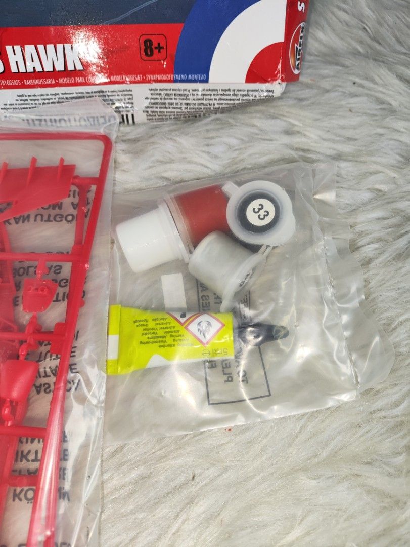 Airfix 1:72 RAF Red Arrows Hawk Starter Set (Category: Stationery & School Supplies) located in Cavite. Submitted by tinetaclesss (Listing ID 1462695335, Image 3). Description: - Airfix 1:72 scale model kit - Features the iconic RAF Red Arrows Hawk - Starter set includes poly cement, paint brush, and 4 acrylic paints - All model parts are still sealed in the original bag - Decals are included - Ideal for hobbyists and beginners.