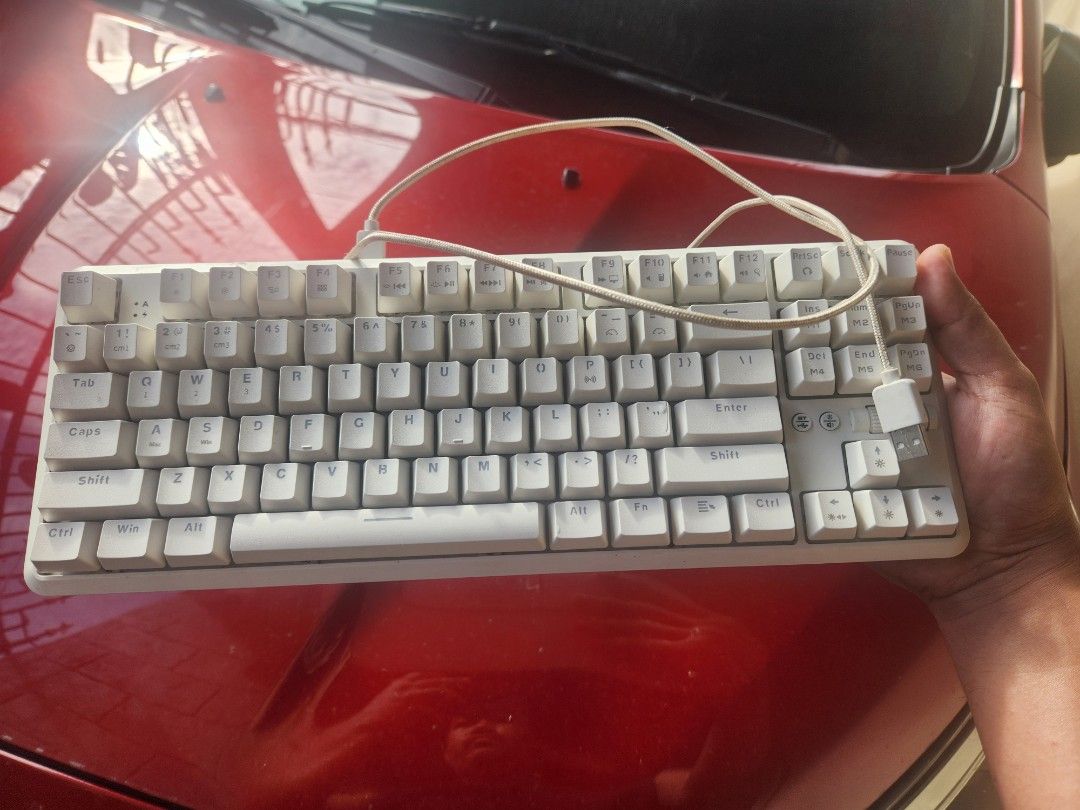 Ajazz x Nacodex KB701 Mechanical Keyboard White (Category: Computer Keyboard) located in Manila. Submitted by aionsev.16 (Listing ID 1462686547, Image 1). Description: - White Mechanical Keyboard (Model KB701) - Compact Layout - USB Wired Connection - Ideal for Gaming and Typing - Excellent Working Condition - Selling due to an Upgrade issue nawawala po yung isang pa yung para sa height adjust aside doon wala na.