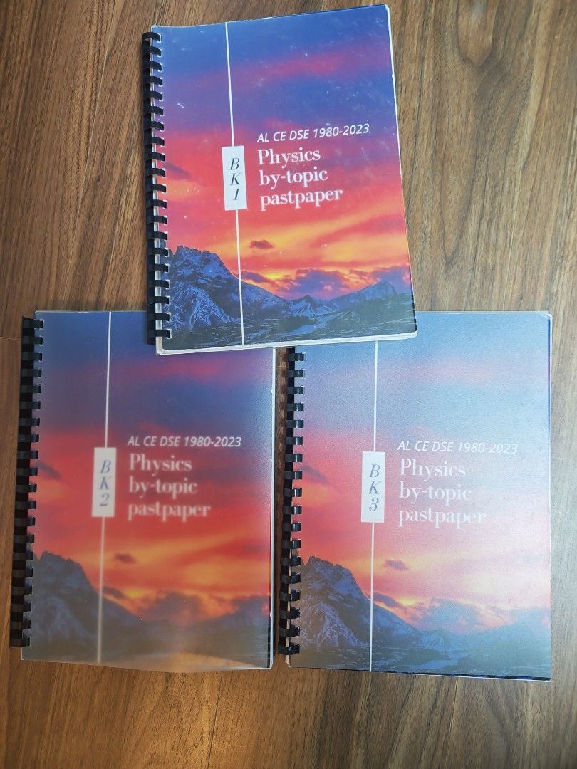 AL CE DSE 物理 by-topic pastpaper (1980-2023) （分類：教科書）位於 Hong Kong。 由 coolstorm-490d 提交（商品編號 1462862167，圖片 1）。簡介： 呢套係 AL CE DSE 物理 by-topic pastpaper，由 1980 年到 2023 年嘅題目。分咗三本，方便溫習唔同課題。啱晒想操熟物理嘅同學仔，可以針對性咁做練習。可以透過現金或支付寶付款，價格為每本的價格，全部購買只需$100，書本內含有少量文字，但不影響使用。