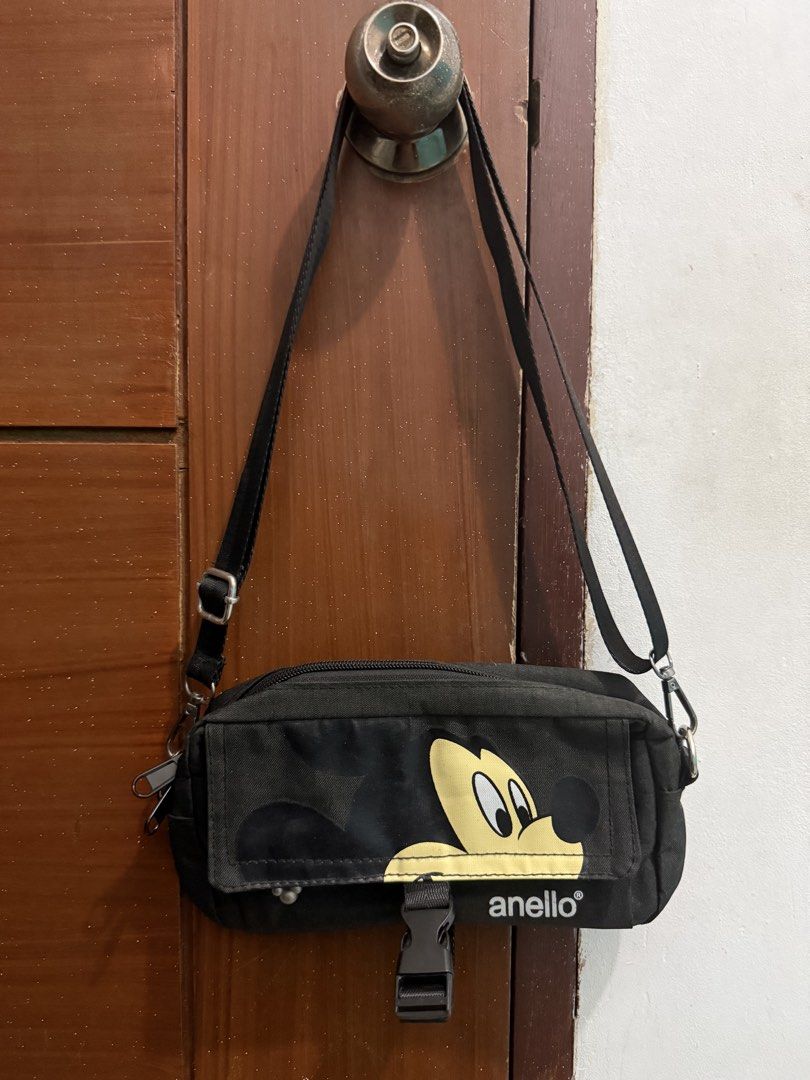 ANELLO Bag (Category: Cross-body Bags) located in Pasig City. Submitted by simply.trish (Listing ID 1462822235, Image 2). Description: Anello Original Mickey mouse limited edition design Good as new Color: Black Type: Sling Bag Good Condition Original Unisex .