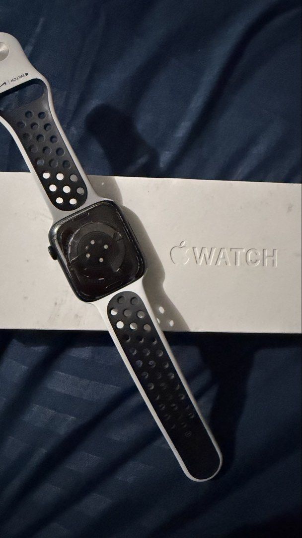 Apple Watch Series 7 45mm Black (Category: Wearables & Smart Watches) located in Manila. Submitted by ralphb89 (Listing ID 1462774681, Image 2). Description: - Apple Watch Series - will include orig Nike+ Edition strap (~3K) - include box and usbc charger - will include one extra strap - cosmetics 8/10 makinis - functions 9/10 all buttons working - BH 70% - OS AW OS26 - cash/gcash/fund transfer - Ready for a new owner - For sale slightly negotiab