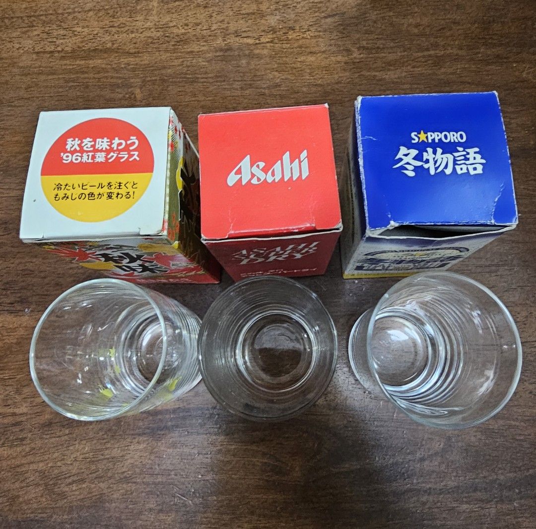 Assorted Beer Glasses - 3 pcs (Category: Water Bottles & Tumblers) located in Quezon City. Submitted by senyoramaria (Listing ID 1462882389, Image 2). Description: Assorted Beer Glasses 3 pcs Kirin (2 inches dia, 4.3 inches tall) Asahi (2 inches dia, 4.25 inches tall) Sapporo (2.1 inches dia, 4.3 inches tall) Individually boxed..
