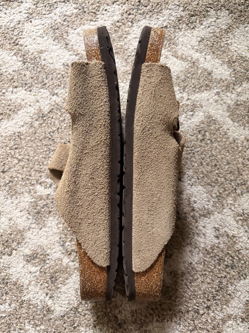 Auth Preloved Birkenstock Arizona (Category: Slippers & Slides) located in Paranaque City. Submitted by silentstone.dolphin (Listing ID 1462773197, Image 3). Description: Suede Leather.. Taupe Color.. Brass Buckle.. Size 42RF.. Clean&Ready to Wear..👌 Super Gwapo in Actual😍 .