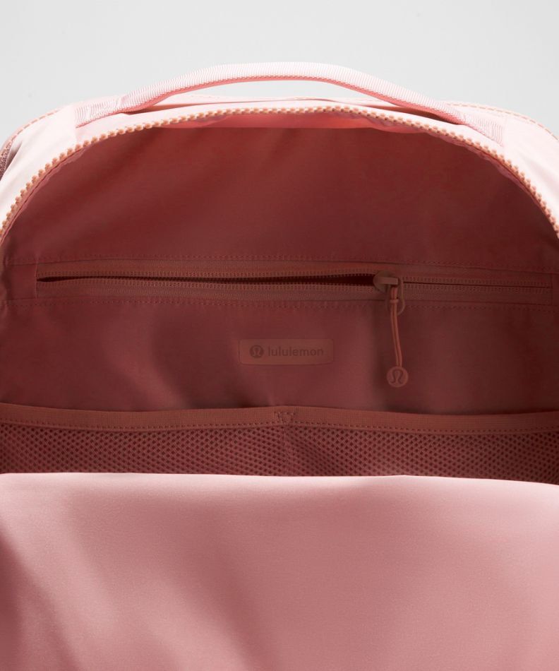 Authentic Lululemon Pink Backpack (Category: Backpacks) located in Manila. Submitted by _sl33pysheep (Listing ID 1462794068, Image 3). Description: With very few debris due to usage and storage but will be washed before shipping, wasnt used much :) in very very good condition!! Sure buyers for dm only, will keep if not sold.
