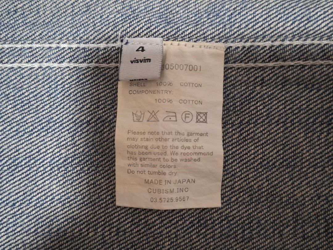 Authentic Visvim F.I.L Indigo Denim Kimono Jacket (Category: Coats, Jackets and Outerwear) located in Cebu City. Submitted by abyoscloset.cebph (Listing ID 1462859249, Image 3). Description: Authentic Visvim F.I.L Indigo Denim Kimono Jacket Made in Japan 100% cotton shell and componentry Features a tie closure Size 4 Width - 24 Length - 30 Shoulder - 23 Sleeve Length - 25 Very good condition No issues 15,000 + SF 💌 Thanks 😉.