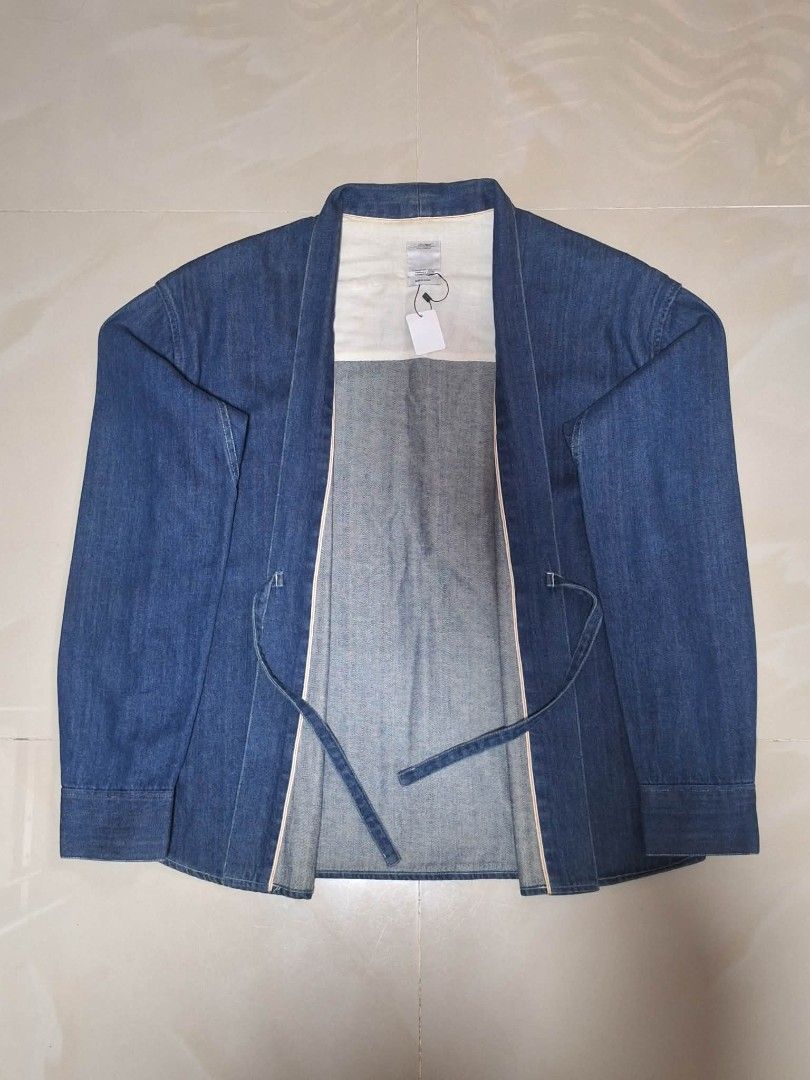 Authentic Visvim F.I.L Indigo Denim Kimono Jacket (Category: Coats, Jackets and Outerwear) located in Cebu City. Submitted by abyoscloset.cebph (Listing ID 1462859249, Image 2). Description: Authentic Visvim F.I.L Indigo Denim Kimono Jacket Made in Japan 100% cotton shell and componentry Features a tie closure Size 4 Width - 24 Length - 30 Shoulder - 23 Sleeve Length - 25 Very good condition No issues 15,000 + SF 💌 Thanks 😉.