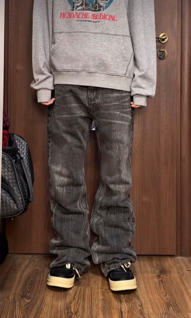 BALENCIAGA LOST TAPE FLARED JEANS (Category: Jeans) located in Mariveles. Submitted by thrift.to.brand_ (Listing ID 1462744458, Image 2). Description: ₱1,000 PLUS SHIPPING FEE (SF WILL BE SHOULDERED BY THE BUYER) GOOD AS NEW HIGH QUALITY FABRIC HEAVYWEIGHT NO ISSUE, NEED WASH ONLY LENGTH 46 LEG HOLE 12 WAIST 32 MEDIUM ON TAG CHECK ALL DETAILS NO LAST PRICE MOP: GCASH ONLY PAYMENT FIRST NO COD MOD: J&T Balenciaga Lost Tape Flared Jeans (Washed Bla