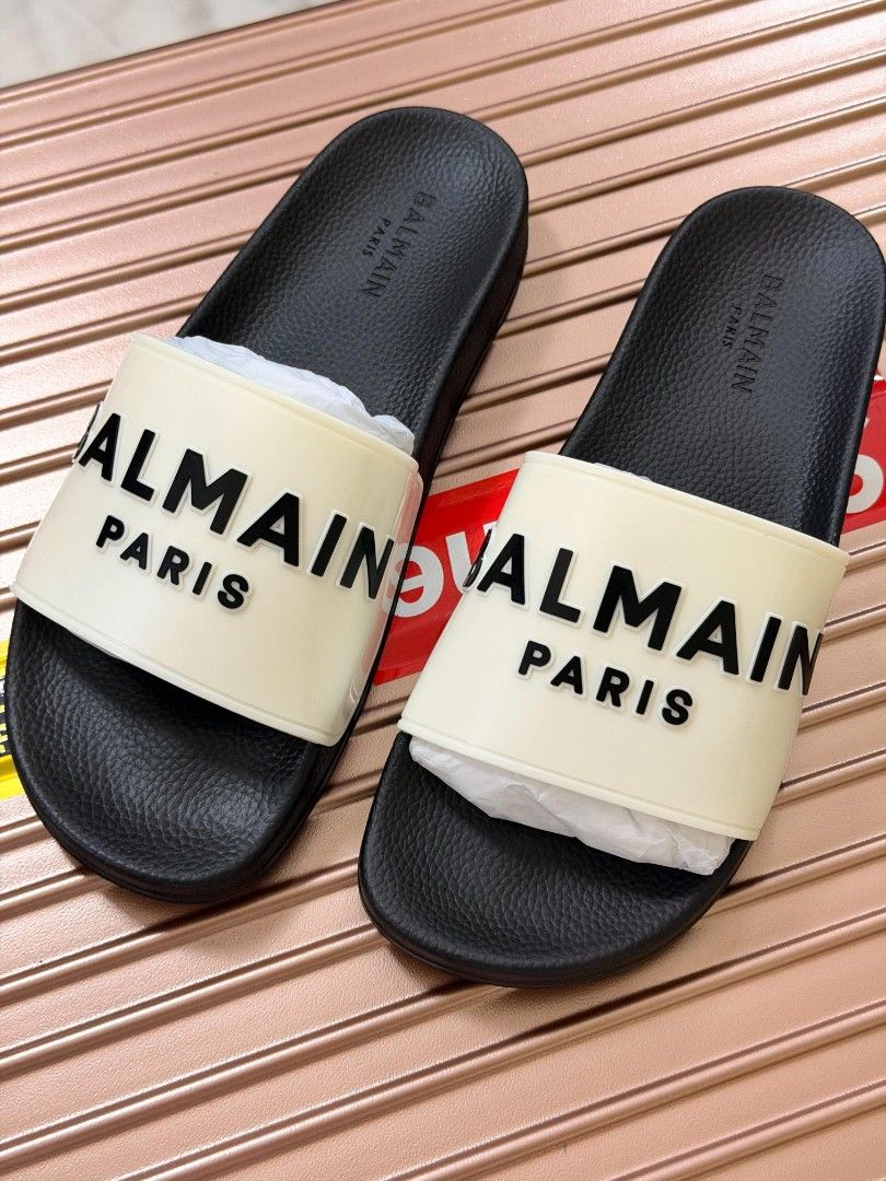 Balmain Slides (Category: Sneakers & Footwear) located in Paranaque City. Submitted by barbs24 (Listing ID 1462846031, Image 2). Description: Balmain Slides 3500 each ETA 2nd week of october Wala pong box Slides and Dust ag only Sizes avail 39-42.