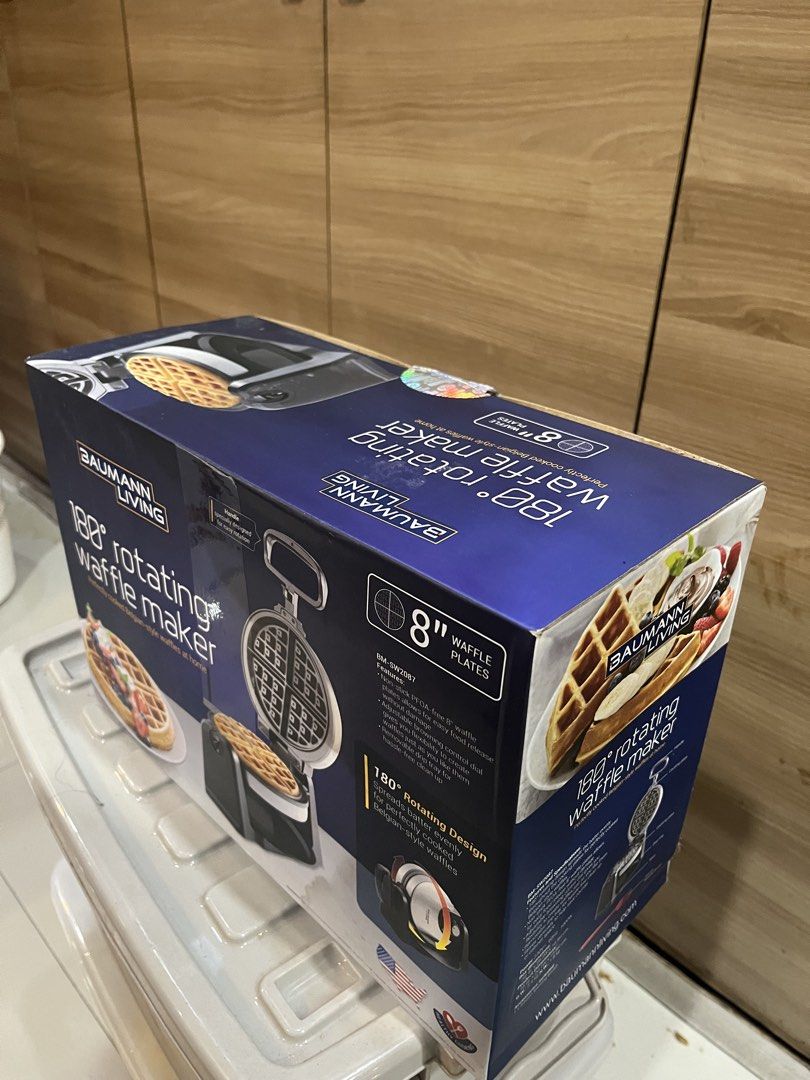 Baumann Living 180° Rotating Waffle Maker (Category: Other Kitchen Appliances) located in Manila. Submitted by jericho_chan (Listing ID 1462725496, Image 3). Description: - Make perfect Belgian-style waffles at home - 180° rotating waffle maker for even cooking - 8" waffle plates with easy food release - Adjustable browning control for your preferred crispiness - Removable drip tray for hassle-free cleanup - Ideal for delicious breakfasts or swee