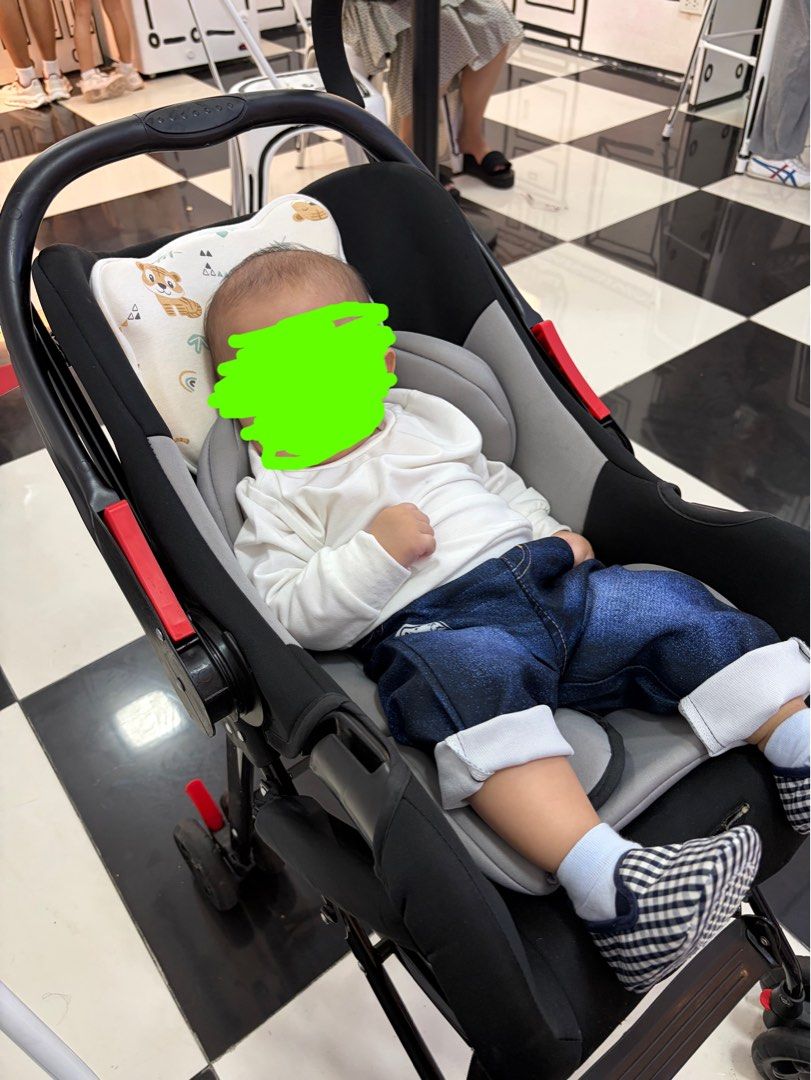 Beige Baby Stroller with Infant Seat (Category: Strollers) located in Bacoor. Submitted by marieocampo (Listing ID 1462872042, Image 2). Description: - Lightweight and easy to maneuver - Includes comfortable infant seat and harness - Folds for convenient storage - Ideal for everyday use and travel - Canopy offers sun protection - Adjustable handlebar.