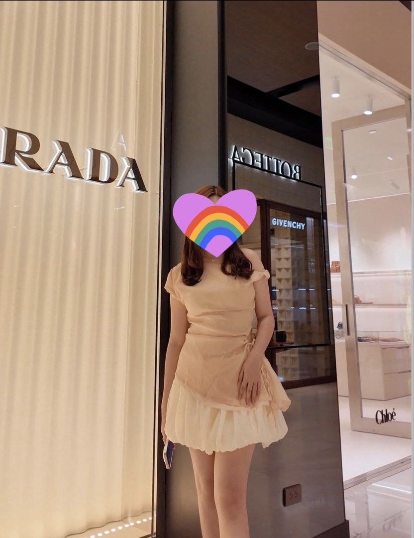 Beige Off-Shoulder Top and Bubble Skirt Set (Category: Dresses) located in Bulacan. Submitted by kkaye_ (Listing ID 1462836994, Image 1). Description: - Cute beige off-shoulder dress - Short sleeves - Ruffle details on hem and waist tie - Lightweight and flowy fabric - Ideal for casual outings or dates - Photogenic style.
