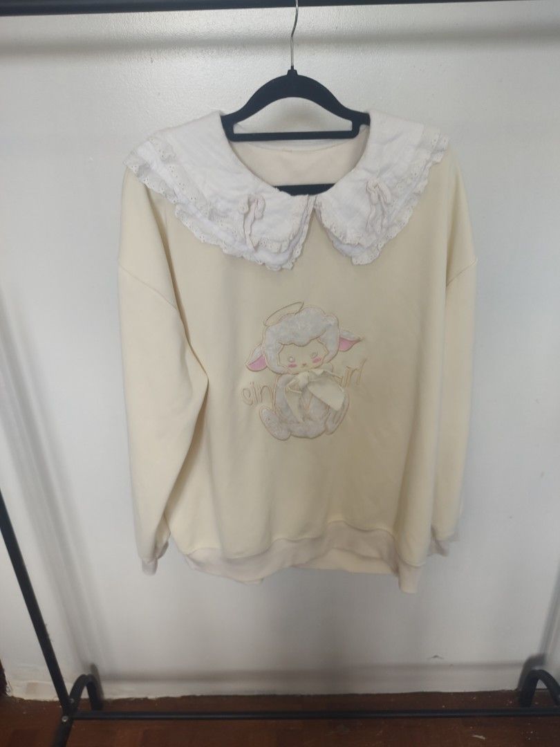 Belchic Kawaii Sailor Collar Lamb Sweatshirt (Category: Coats, Jackets and Outerwear) located in Manila. Submitted by justameowy (Listing ID 1462691408, Image 2). Description: no bell in the ribbon. For Small (S): Gives a cute, relaxed, oversized slouchy fit. For Medium (M): Standard relaxed fit with a comfortable . For Large (L): Fits well as a regular-fit sweater without being overly baggy..