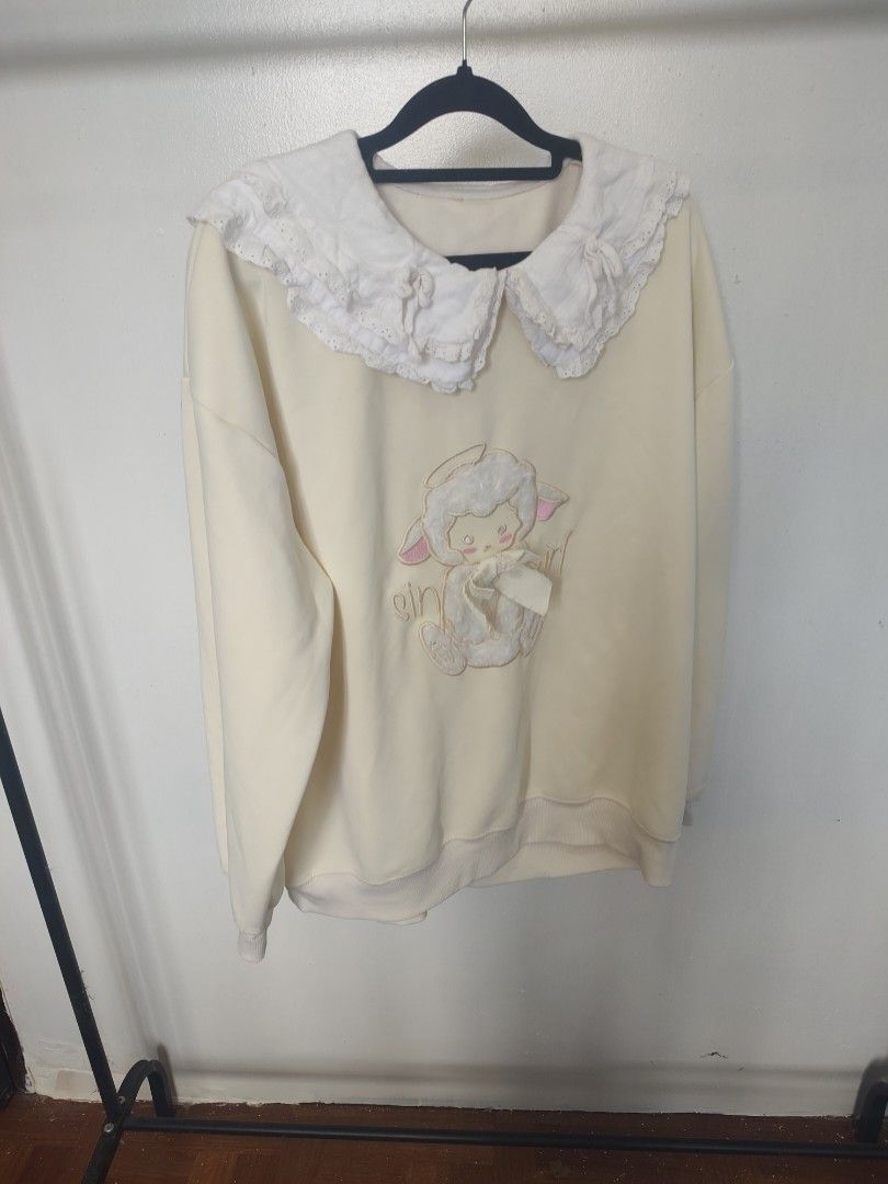 Belchic Kawaii Sailor Collar Lamb Sweatshirt (Category: Coats, Jackets and Outerwear) located in Manila. Submitted by justameowy (Listing ID 1462691408, Image 1). Description: no bell in the ribbon. For Small (S): Gives a cute, relaxed, oversized slouchy fit. For Medium (M): Standard relaxed fit with a comfortable . For Large (L): Fits well as a regular-fit sweater without being overly baggy..