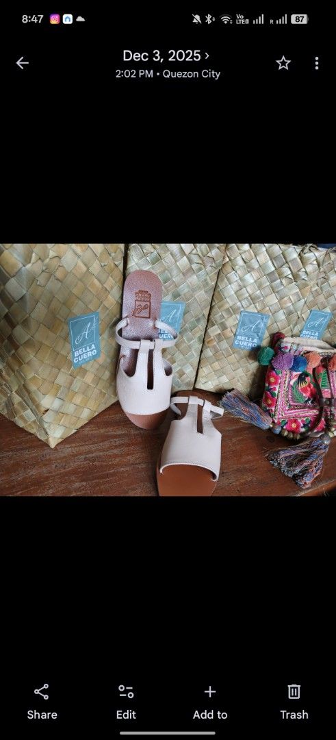 Bella Cuero T-Strap Leather Sandals (Category: Flats & Sandals) located in Quezon City. Submitted by trace.abella (Listing ID 1462829138, Image 2). Description: - Handmade leather sandals by Bella Cuero - Natural tan leather sole - Light beige T-strap upper - Adjustable buckle closure for a perfect fit - Comfortable and stylish for everyday wear - Versatile: pairs well with dresses or shorts 36-39.