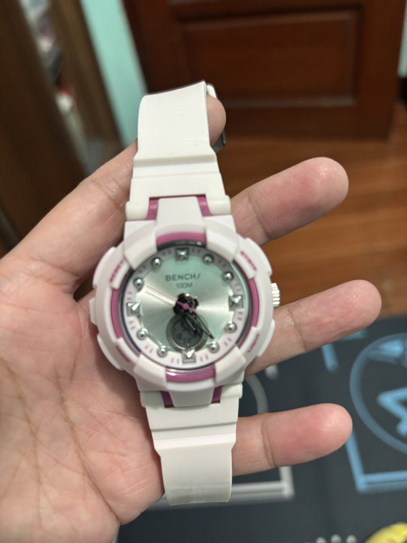 Bench Watch Pink and White (Category: Women's Watches) located in Quezon City. Submitted by relyncabubas (Listing ID 1462692412, Image 3). Description: - Pink Bench watch - Water resistant up to 10 ATM - Stainless steel back - Includes original box with foam padding - Adjustable strap - Ideal for everyday wear and sports.