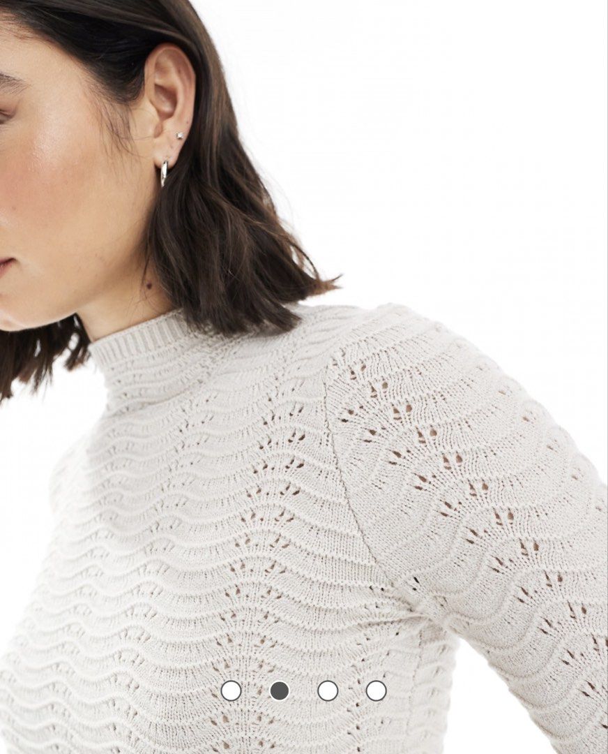Bershka open knit top in sand (Category: Longsleeves) located in Santol. Submitted by lululane (Listing ID 1462847823, Image 2). Description: S-L.