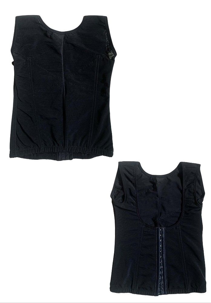 Black Corset Top with Hook and Eye Closure (Category: Sleeveless) located in Tiaong. Submitted by cdoswan (Listing ID 1461822715, Image 1). Description: - Black sleeveless corset top - Front hook and eye closure - Elasticated hem for a snug fit - Textured fabric pattern - Versatile for layering or wearing solo - Perfect for alternative fashion styles.
