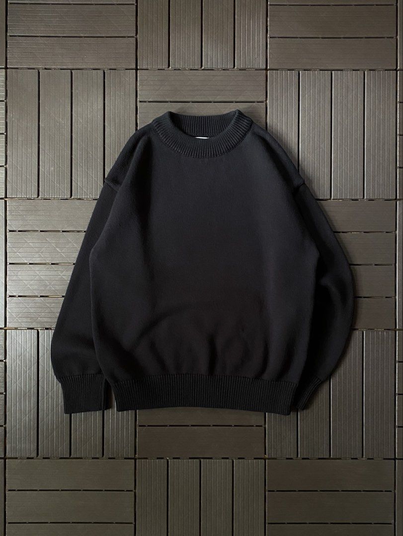 Black Crewneck Knit Sweater (Category: Coats, Jackets and Outerwear) located in Puerto Princesa. Submitted by streetnfinds (Listing ID 1462751964, Image 1). Description: Length: 25.5" Width: 20.5" Sleeve Length: 21" Large - Classic black crewneck sweater - Ribbed collar, cuffs, and hem - Long sleeves - Comfortable and versatile for everyday wear - Ideal for layering or wearing on its own - Easily pairs with jeans or trousers.