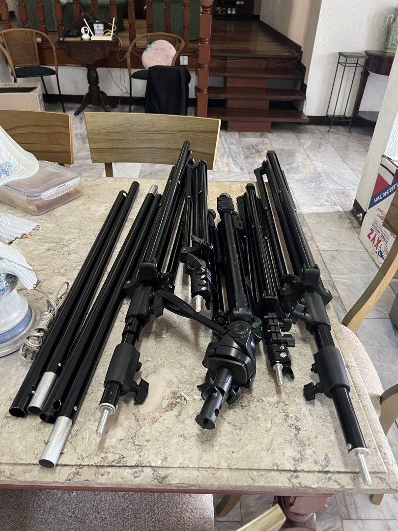 Black Light Stands with Tripod Legs and Mounts (Category: Lighting & Studio Equipment) located in Quezon City. Submitted by rmpineda (Listing ID 1462720170, Image 1). Description: Light stands and tripods - assorted set of 5 .