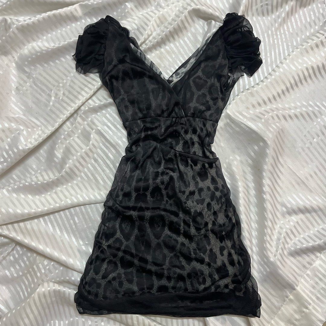 Black Mesh Leopard Print Mini Dress (Category: Dresses) located in Manila. Submitted by ave.archives (Listing ID 1462822671, Image 1). Description: Posted pics are mine!! when worn S-M .