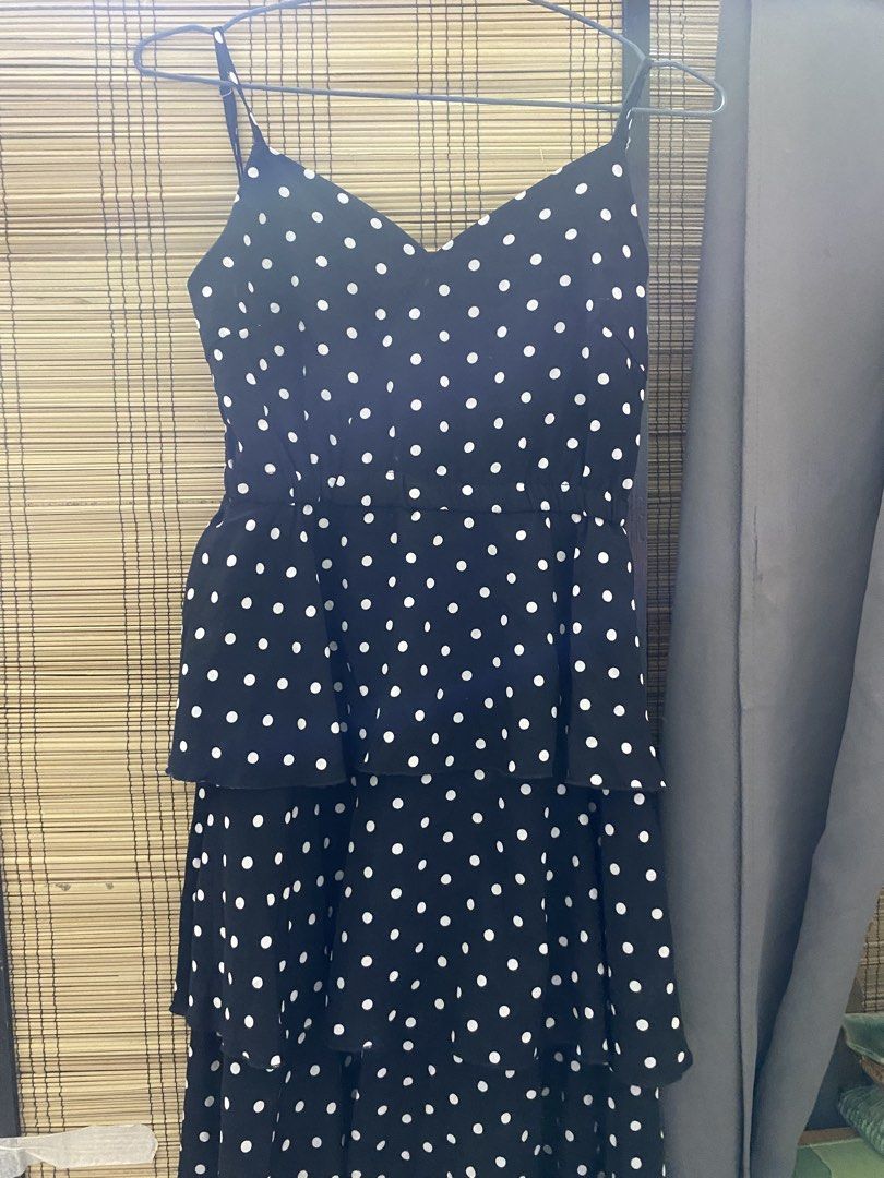 Black Polka Dot Tiered Ruffle Spaghetti Strap Dress (Category: Dresses) located in Manila. Submitted by faerikhae (Listing ID 1462876867, Image 1). Description: Shipping every weekend only 😊 XS-S.