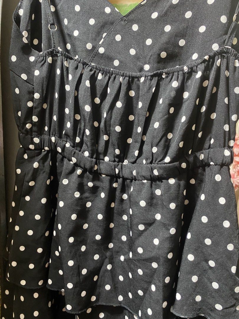 Black Polka Dot Tiered Ruffle Spaghetti Strap Dress (Category: Dresses) located in Manila. Submitted by faerikhae (Listing ID 1462876867, Image 2). Description: Shipping every weekend only 😊 XS-S.