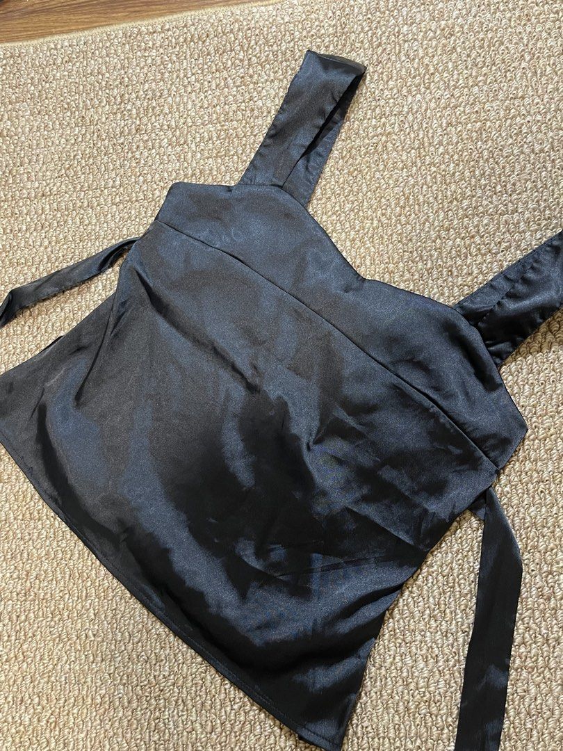 Black Satin Cami Top with Tie Back - S (Category: Sleeveless) located in Pasig City. Submitted by miafml-closet-cleanout (Listing ID 1462752412, Image 2). Description: - worn once :) posted price is fixed ♡ will not respond to hagglers. 💵 mop: gcash / bdo / maribank / unionbank 🛵 courier: any as long as arranged by buyer 🙅🏻‍♀️ no requested worn photos ❌ no meet-ups.