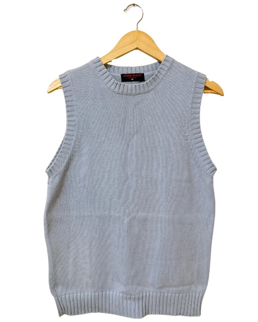 Blue Knit Sleeveless Sweater Vest (Category: Vests) located in Subic. Submitted by ciesells (Listing ID 1462857946, Image 1). Description: - Can fit large-XL - Style: Crew neck, sleeveless - Features: Ribbed hem and neckline - Versatile: Great for layering over shirts or dresses - Aesthetic: Simple and classic.