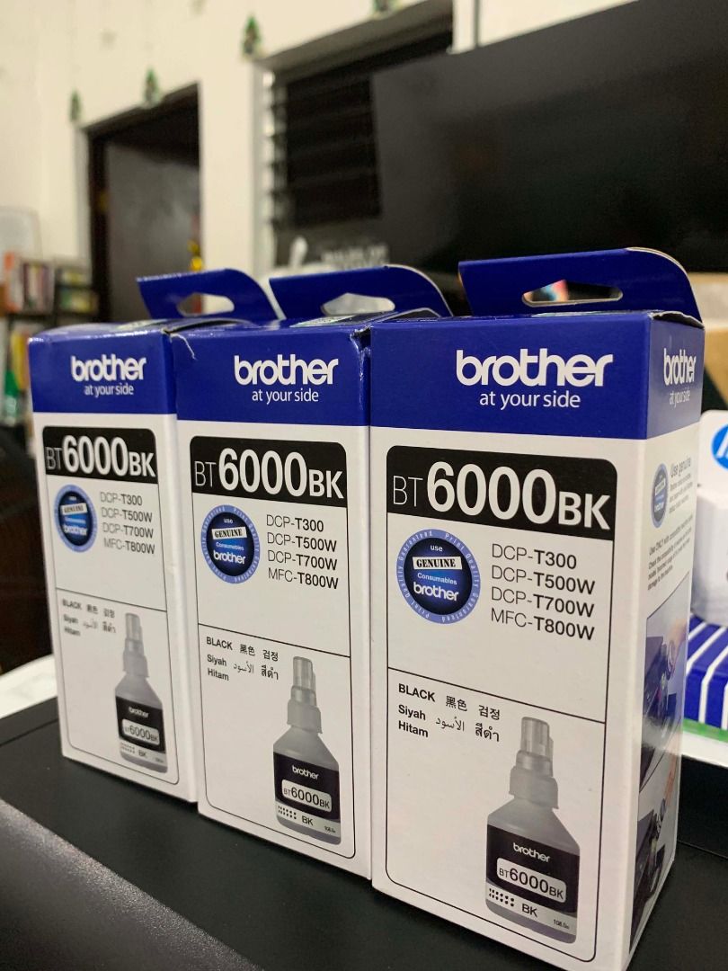 Brother BT6000BK Black Ink Bottle (3 Bottles) (Category: Printers, Scanners & Copiers) located in Quezon City. Submitted by inksource123 (Listing ID 1462697073, Image 3). Description: - Genuine Brother BT6000BK Black Ink - Set of 3 bottles - Compatible with DCP-T300, DCP-T500W, DCP-T700W, MFC-T800W printers - Ideal for refilling your Brother printer - Price is for all three bottles.