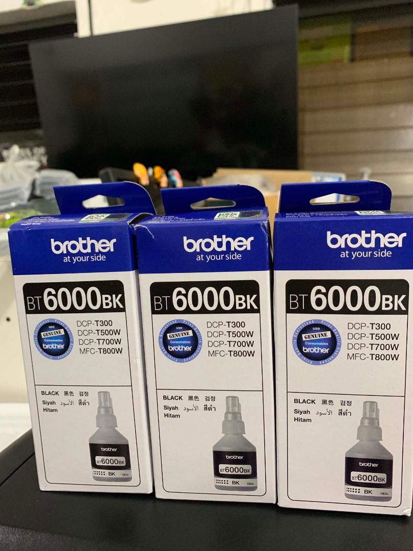 Brother BT6000BK Black Ink Bottle (3 Bottles) (Category: Printers, Scanners & Copiers) located in Quezon City. Submitted by inksource123 (Listing ID 1462697073, Image 2). Description: - Genuine Brother BT6000BK Black Ink - Set of 3 bottles - Compatible with DCP-T300, DCP-T500W, DCP-T700W, MFC-T800W printers - Ideal for refilling your Brother printer - Price is for all three bottles.