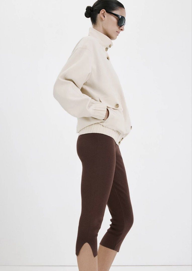 Brown Knit Cropped Leggings with Side Slits (Category: Other Bottoms) located in Taguig. Submitted by juliebonifacio (Listing ID 1462741187, Image 3). Description: - Brown knit cropped leggings - Comfortable stretchy fit - Subtle slit detail at the hem - Great for layering or wearing on their own - Versatile piece for your wardrobe - Looks good with boots or sandals - mall price: 2500.