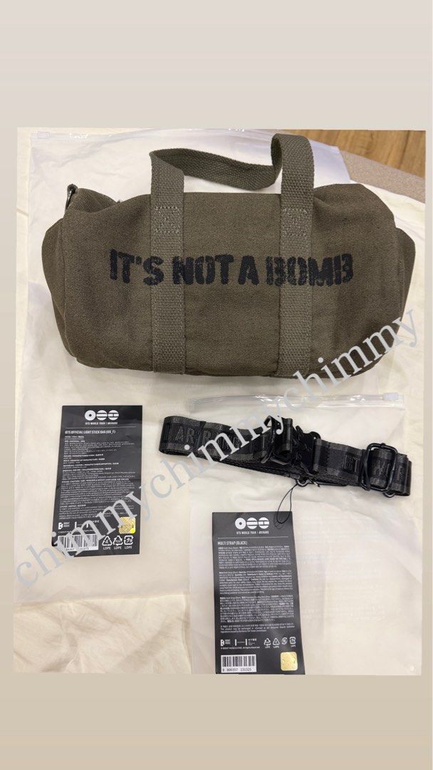 BTS Official Light Stick Bag and Multi Strap (Category: Music Accessories) located in Manila. Submitted by gminshie (Listing ID 1462816223, Image 1). Description: Onhand Lightstick bag - 2700 Multi strap - 1500.