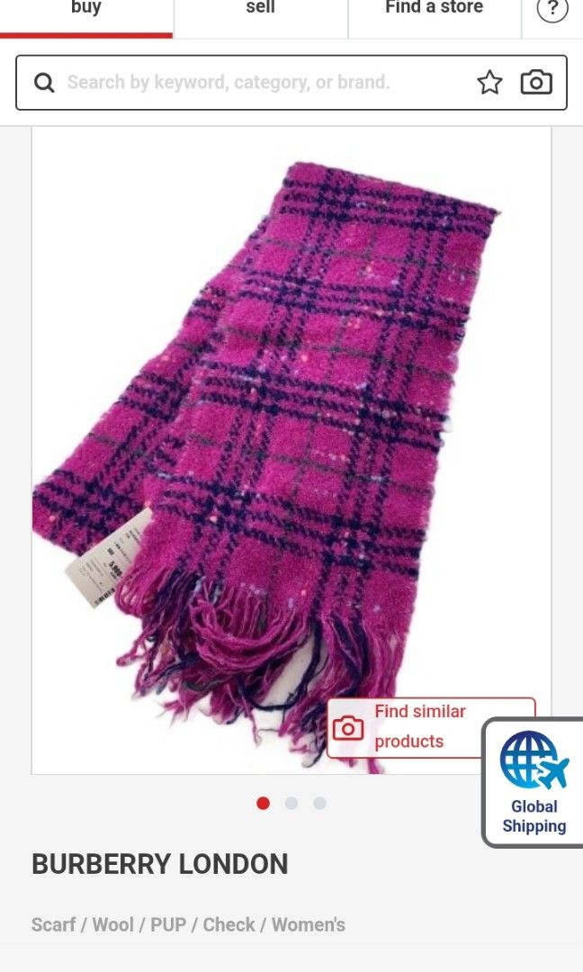Burberry London plaid scarf (Category: Scarves) located in Puerto Princesa. Submitted by sefynna96 (Listing ID 1462702965, Image 2). Description: ✨made with merino wool and polyester from Scotland ✨in a very good used condition with no flaws ✨ actual photos are the last 2 photos posted ✨ slightly negotiable 😉 dimensions: length: 65 and a half inches ( the tassel trims are not included when this was measured) width: 7 and a half inches.