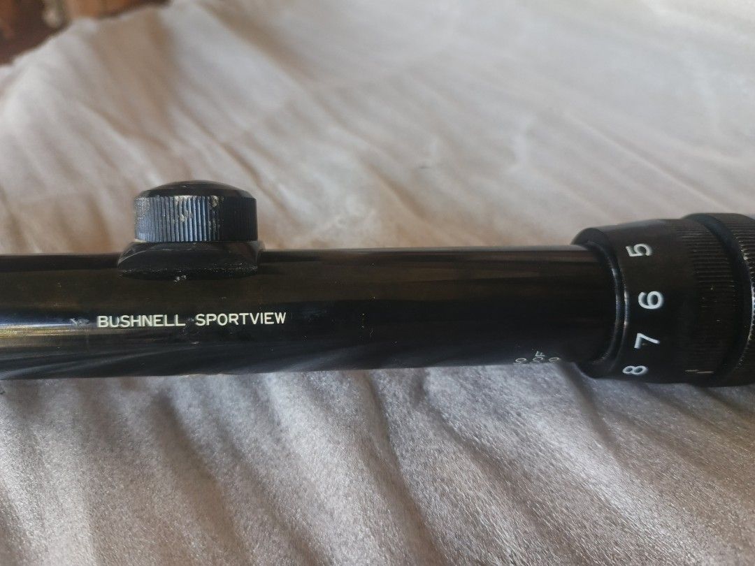 Bushnell Sportview 4x-12x Rifle Scope (Category: Other Sports Equipment and Supplies) located in Floridablanca. Submitted by deadcenter (Listing ID 1462815573, Image 2). Description: - Bushnell Sportview rifle scope - Magnification: 4x to 12x 40 - Waterproof - Black body with minor scuffs - Lenses are clear - Selling as is.