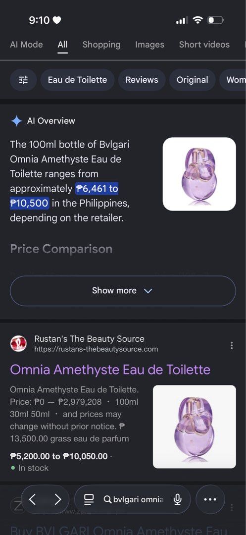 BVLGARI Omnia Amethyste (Category: Fragrance & Deodorants) located in Bulacan. Submitted by shopwithme_23 (Listing ID 1462686311, Image 3). Description: •from Canada🇨🇦 •EDT •100ml ₱6,300 onlyyy!!! Retails for 7k-10k.
